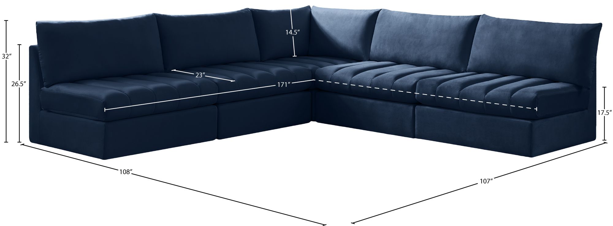 Jacob 107" 5-Piece Velvet Modular Sectional