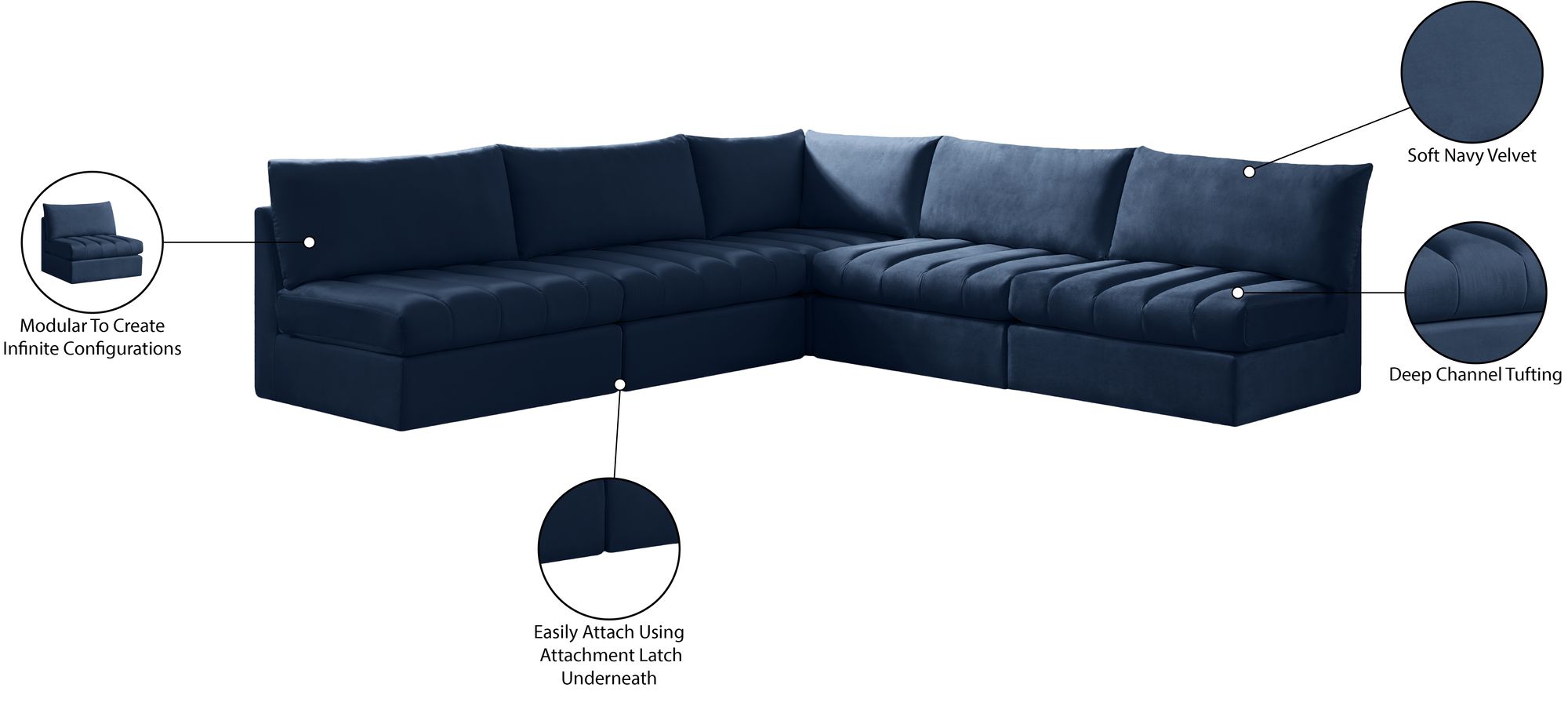 Jacob 107" 5-Piece Velvet Modular Sectional