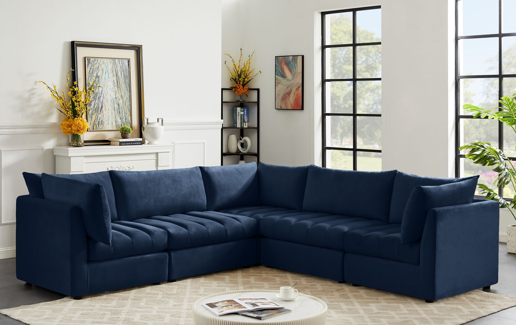 Jacob 103" 5-Piece Velvet Modular Sectional