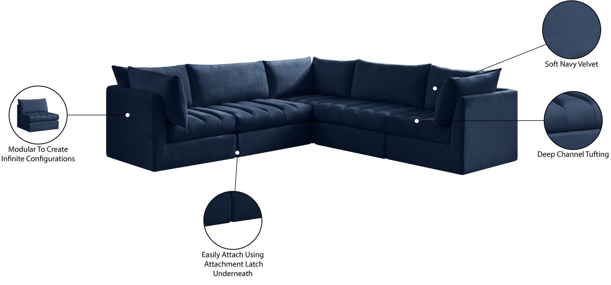 Jacob 103" 5-Piece Velvet Modular Sectional