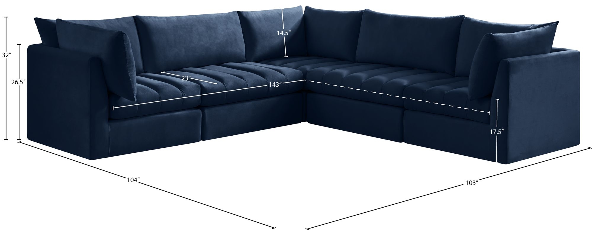 Jacob 103" 5-Piece Velvet Modular Sectional