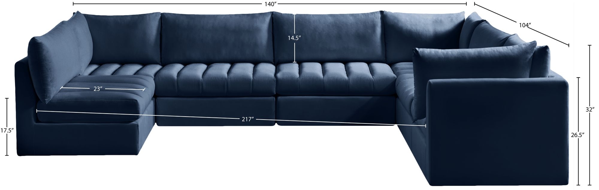 Jacob 140" 7-Piece Velvet Modular U-Shape Sectional