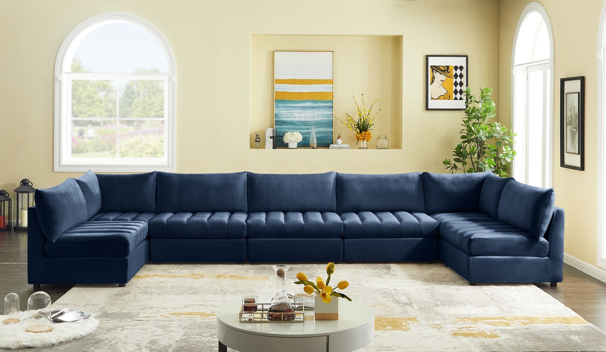 Jacob 177" 7-Piece Velvet Modular U-Shape Sectional
