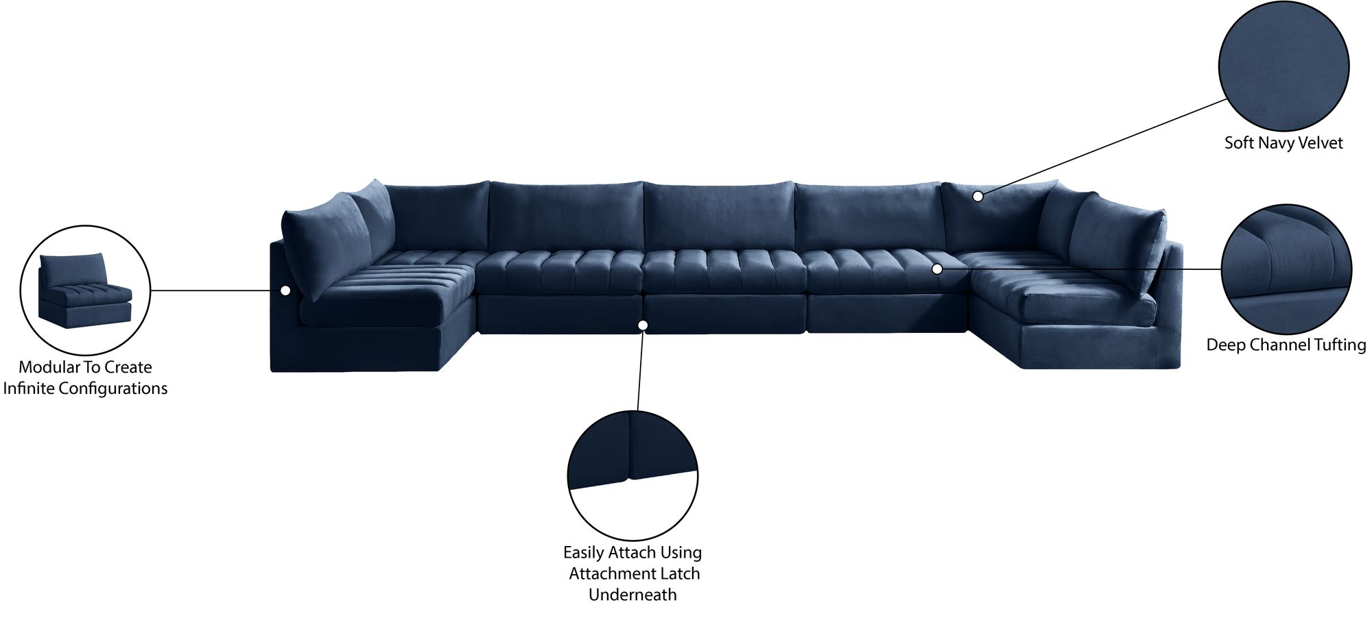 Jacob 177" 7-Piece Velvet Modular U-Shape Sectional