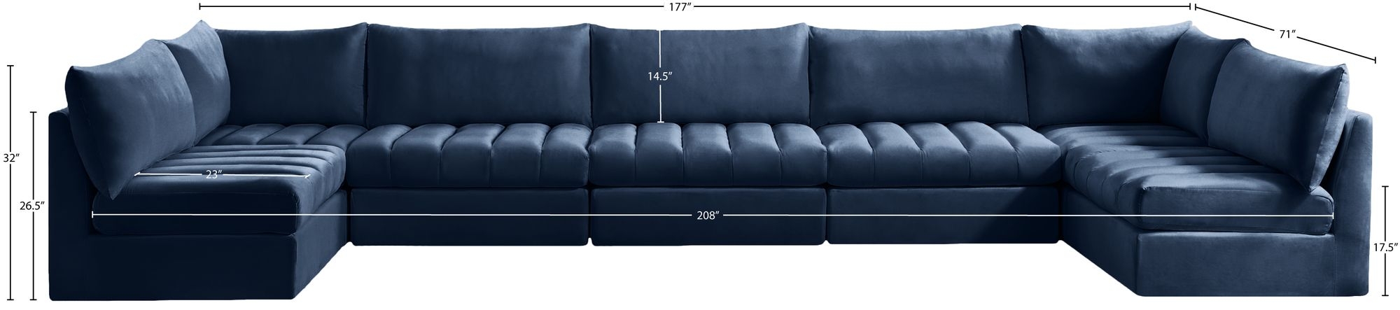 Jacob 177" 7-Piece Velvet Modular U-Shape Sectional