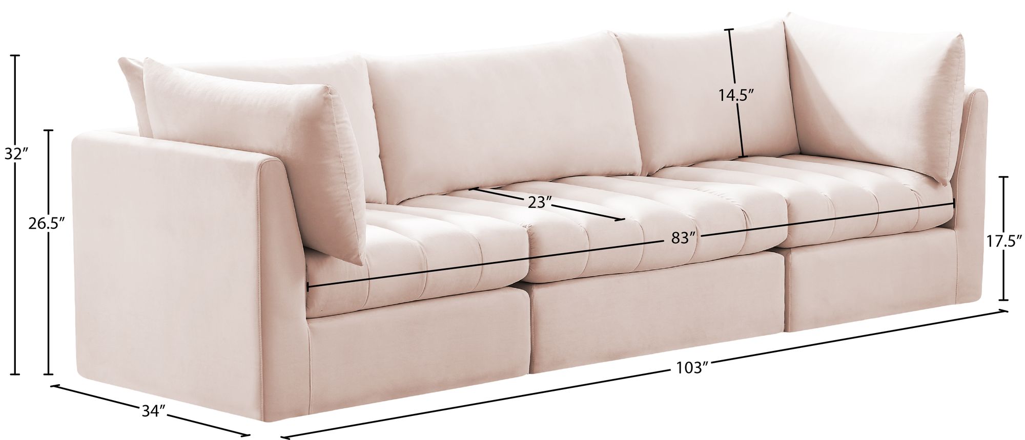 Jacob 103" Velvet Modular Sofa