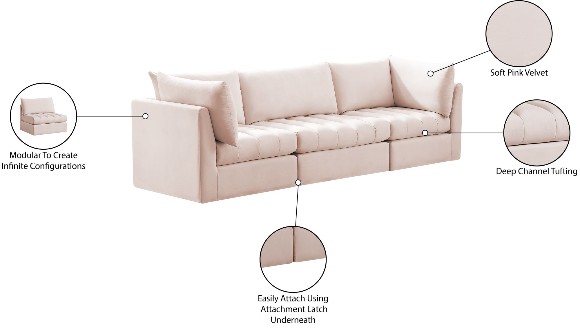 Jacob 103" Velvet Modular Sofa