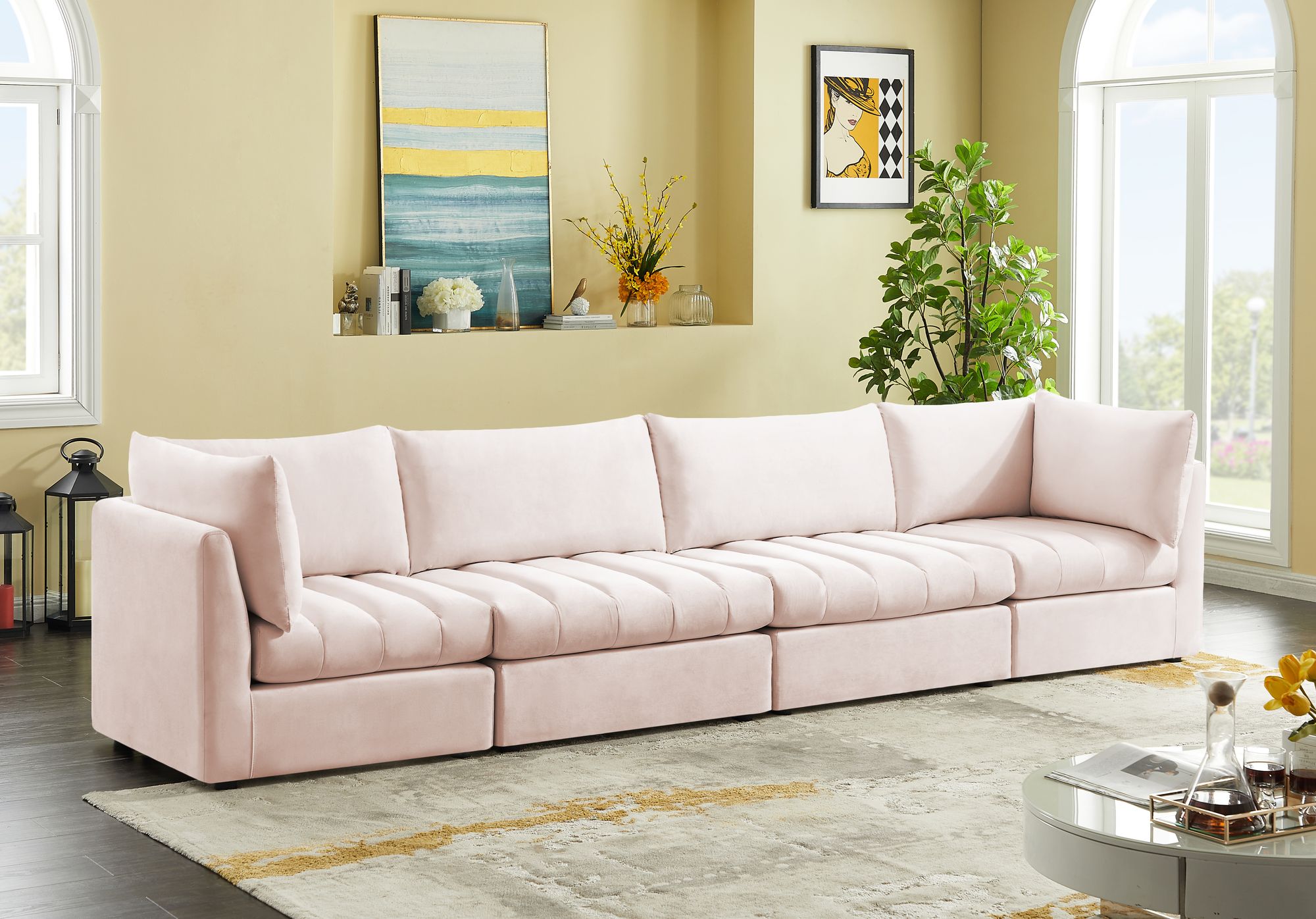 Jacob 140" Velvet Modular Sofa