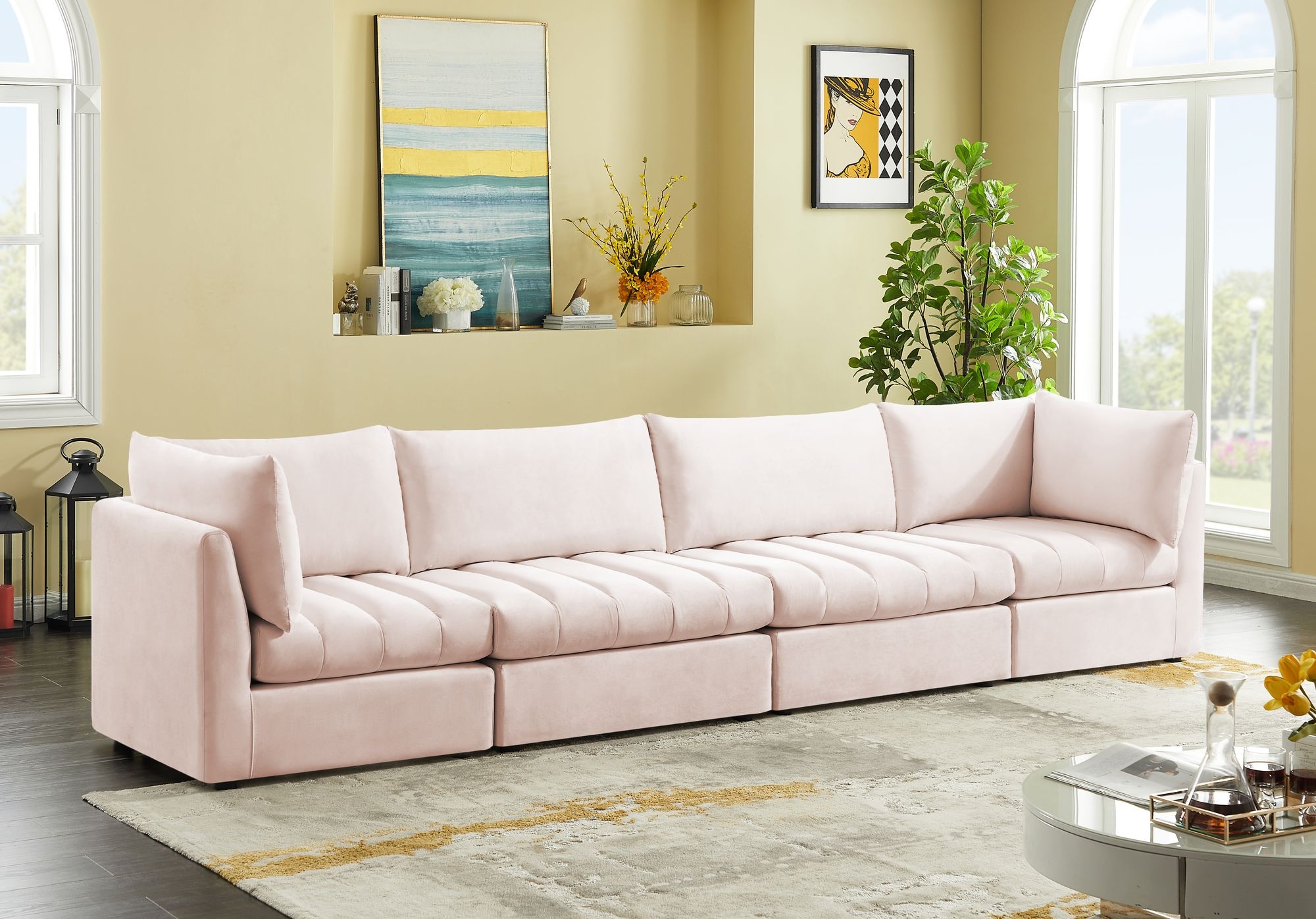 Jacob 140" Velvet Modular Sofa