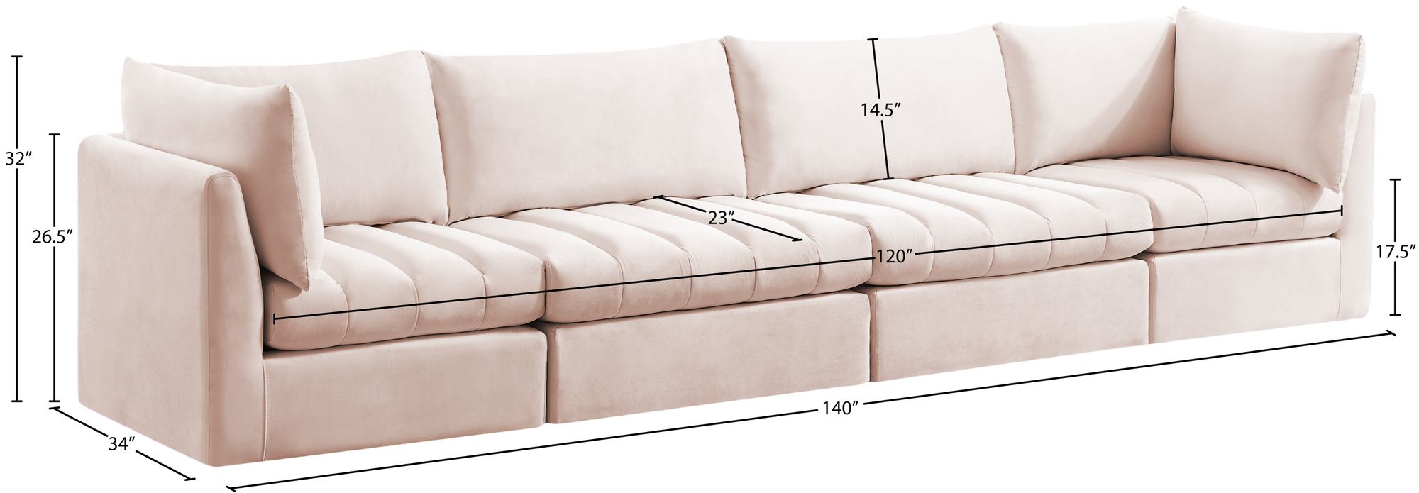 Jacob 140" Velvet Modular Sofa