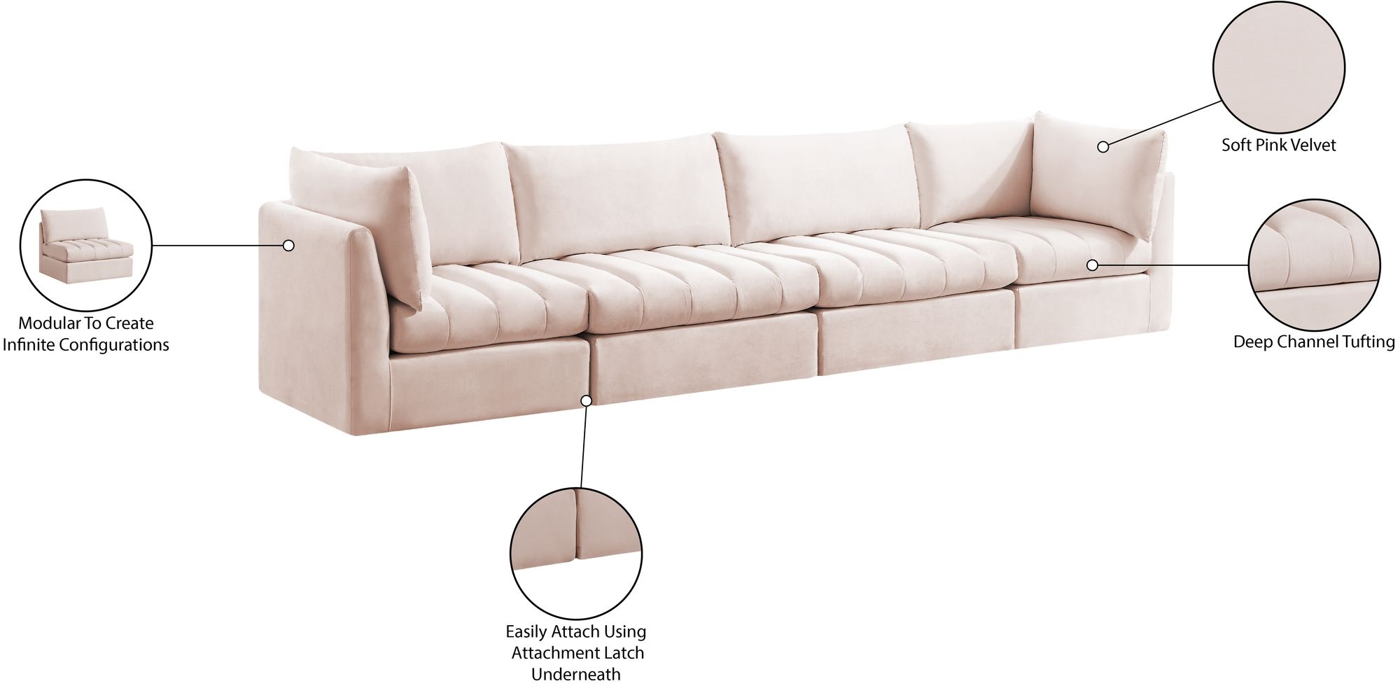 Jacob 140" Velvet Modular Sofa