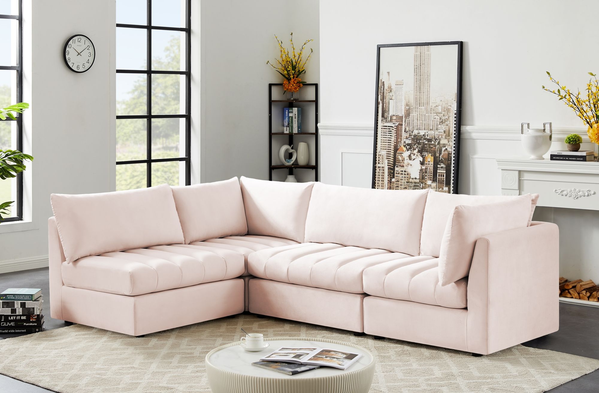 Jacob 103" 4-Piece Velvet Modular Sectional