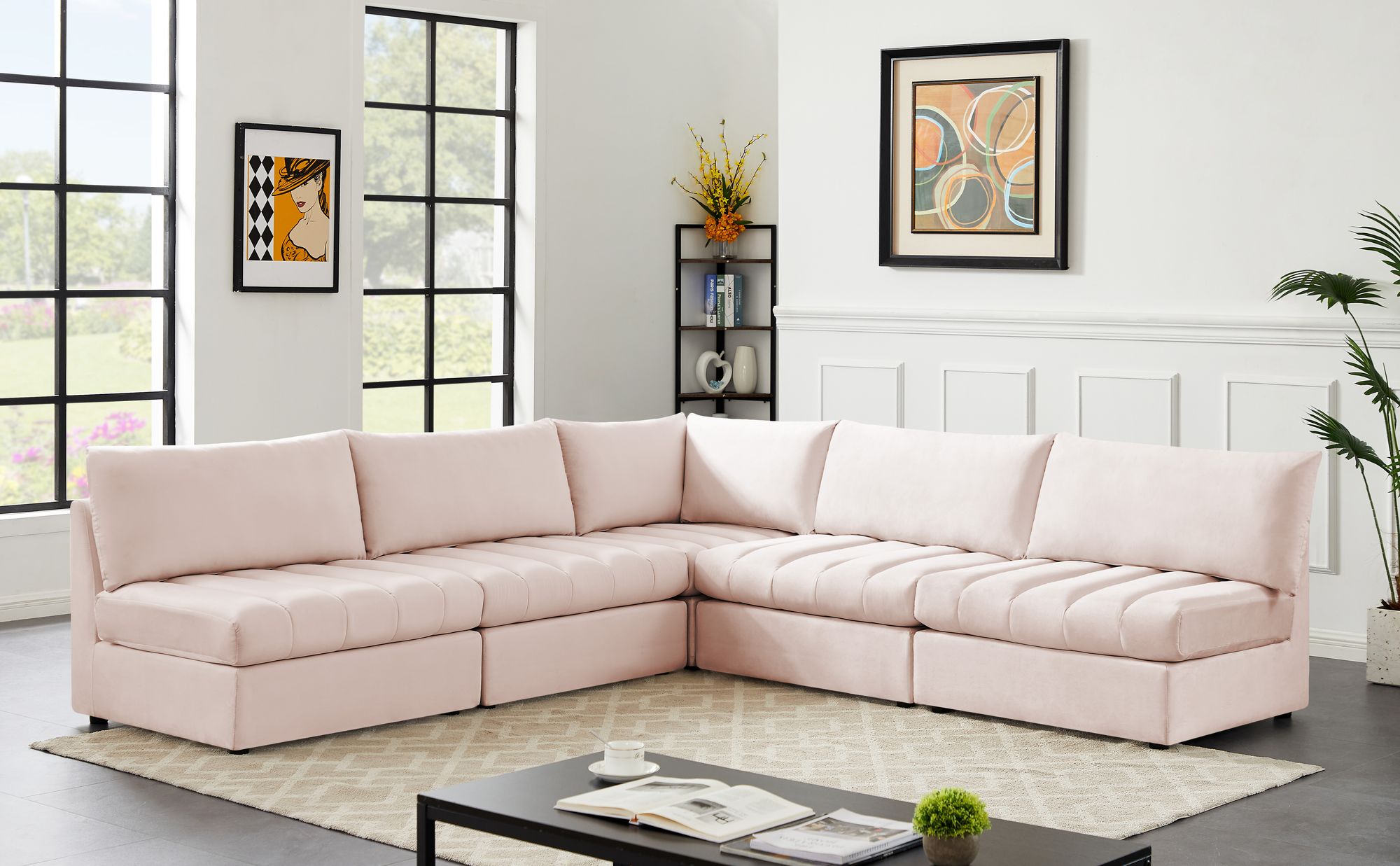 Jacob 107" 5-Piece Velvet Modular Sectional