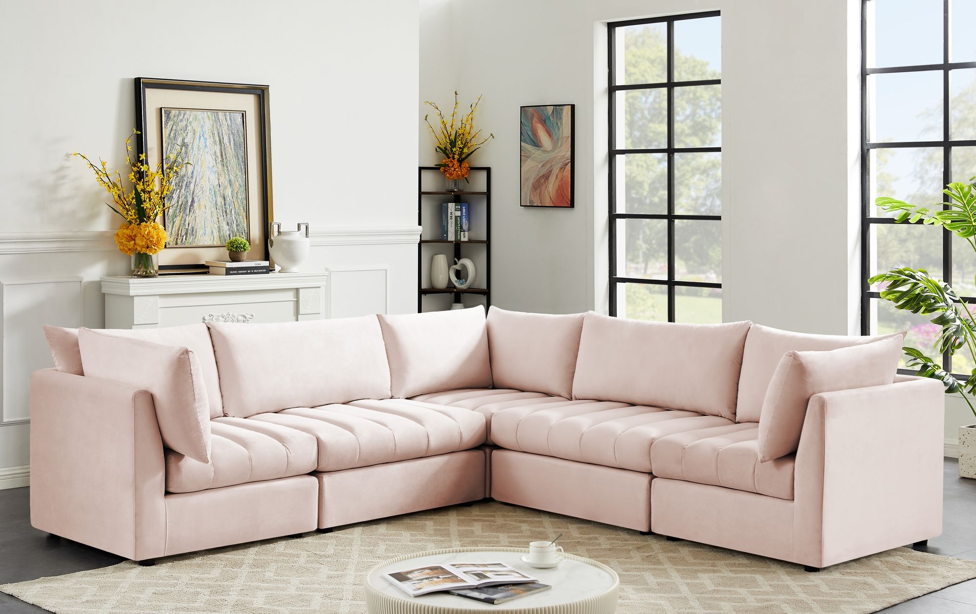 Jacob 103" 5-Piece Velvet Modular Sectional