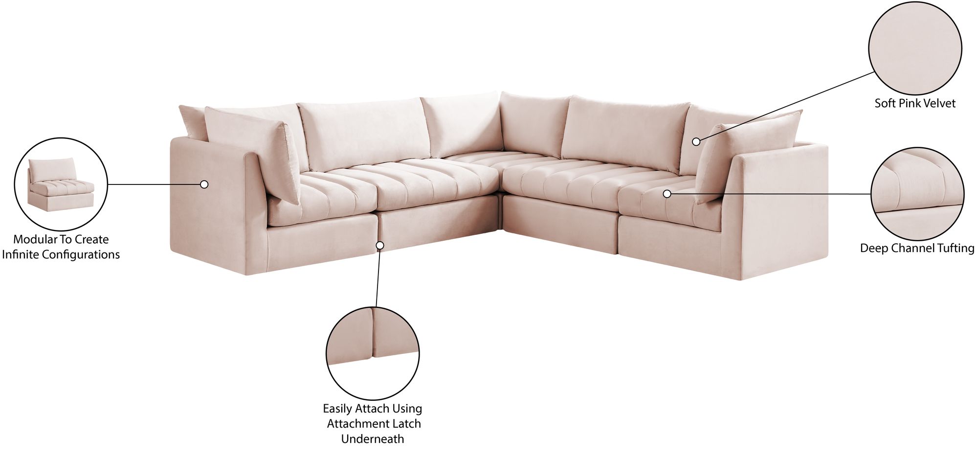 Jacob 103" 5-Piece Velvet Modular Sectional