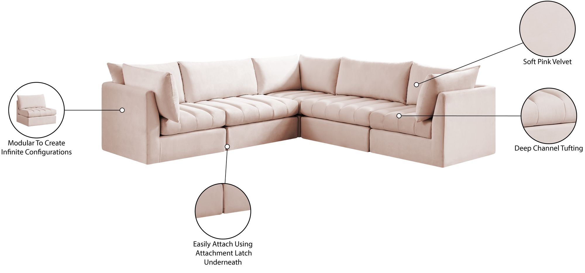 Jacob 103" 5-Piece Velvet Modular Sectional