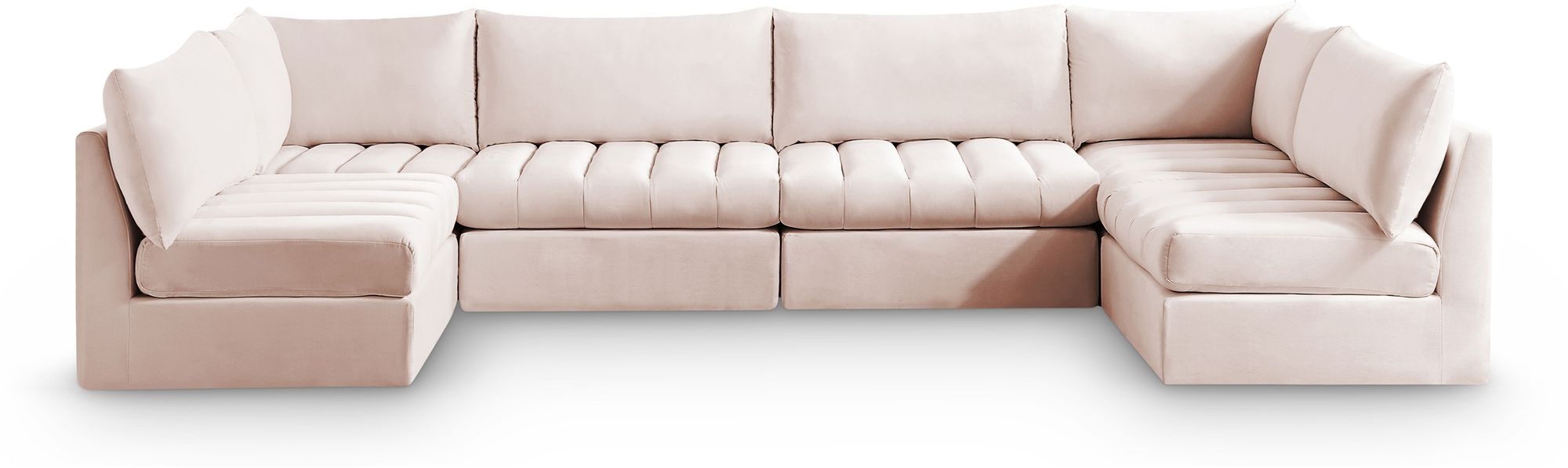 Jacob 140" 6-Piece Velvet Modular U-Shape Sectional