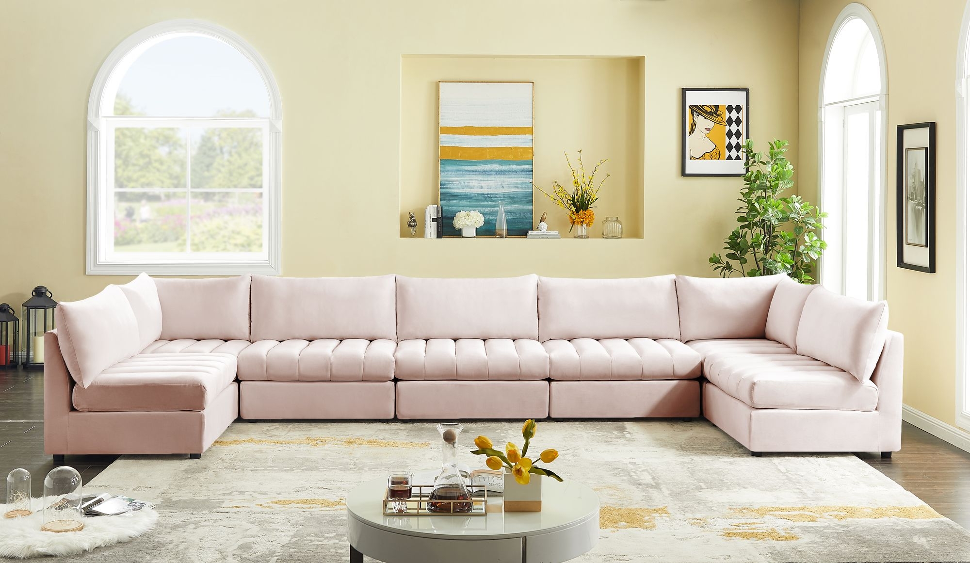 Jacob 177" 7-Piece Velvet Modular U-Shape Sectional