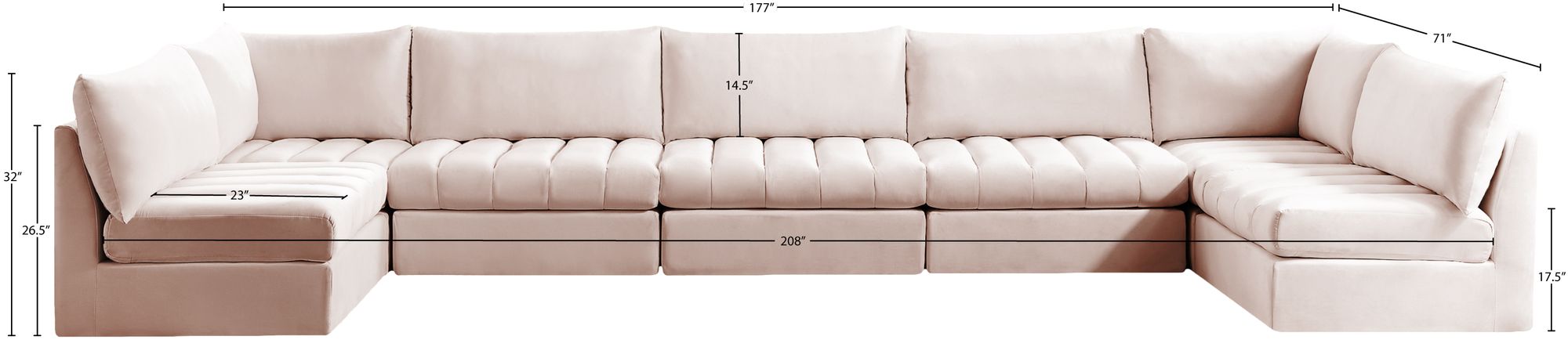 Jacob 177" 7-Piece Velvet Modular U-Shape Sectional