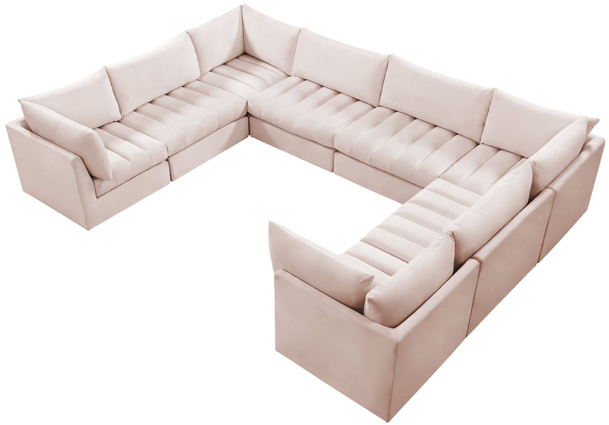Jacob 140" 8-Piece Velvet Modular U-Shape Sectional