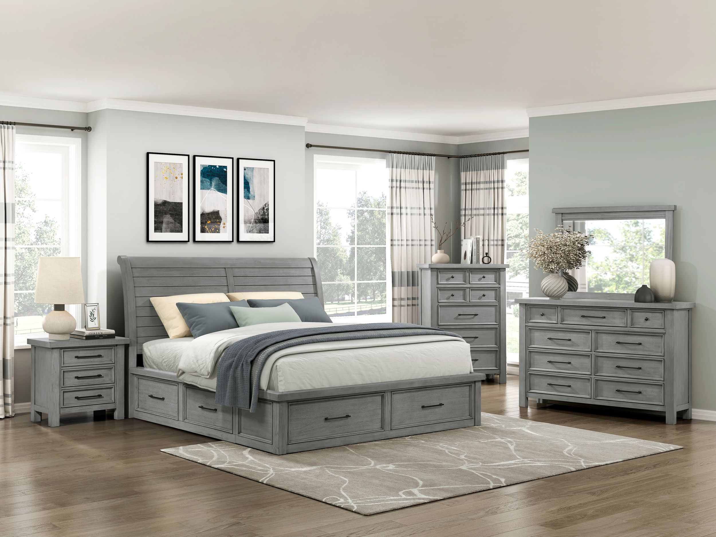 Logandale Wood Eastern King Storage Platform Bed