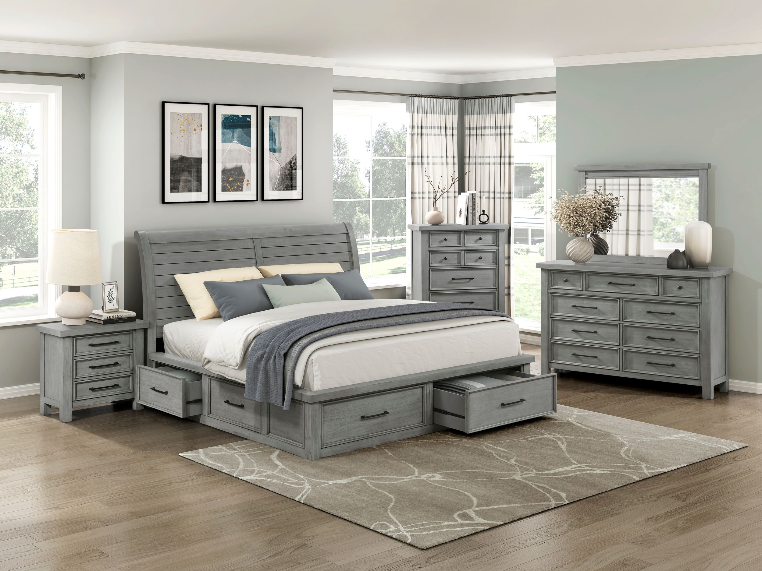 Logandale Wood California King Storage Platform Bed