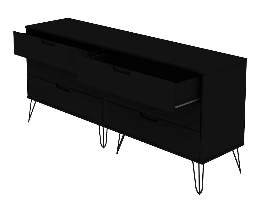 Rockefeller 6-Drawer Low MDF Double Dresser w/Metal Legs