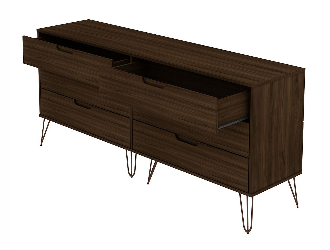 Rockefeller 6-Drawer Low MDF Double Dresser w/Metal Legs