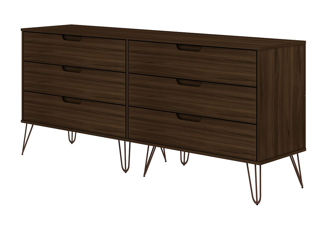 Rockefeller 6-Drawer Low MDF Double Dresser w/Metal Legs
