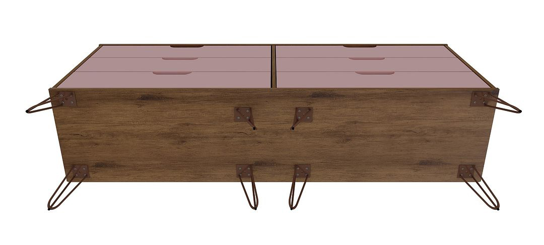 Rockefeller 6-Drawer Low MDF Double Dresser w/Metal Legs