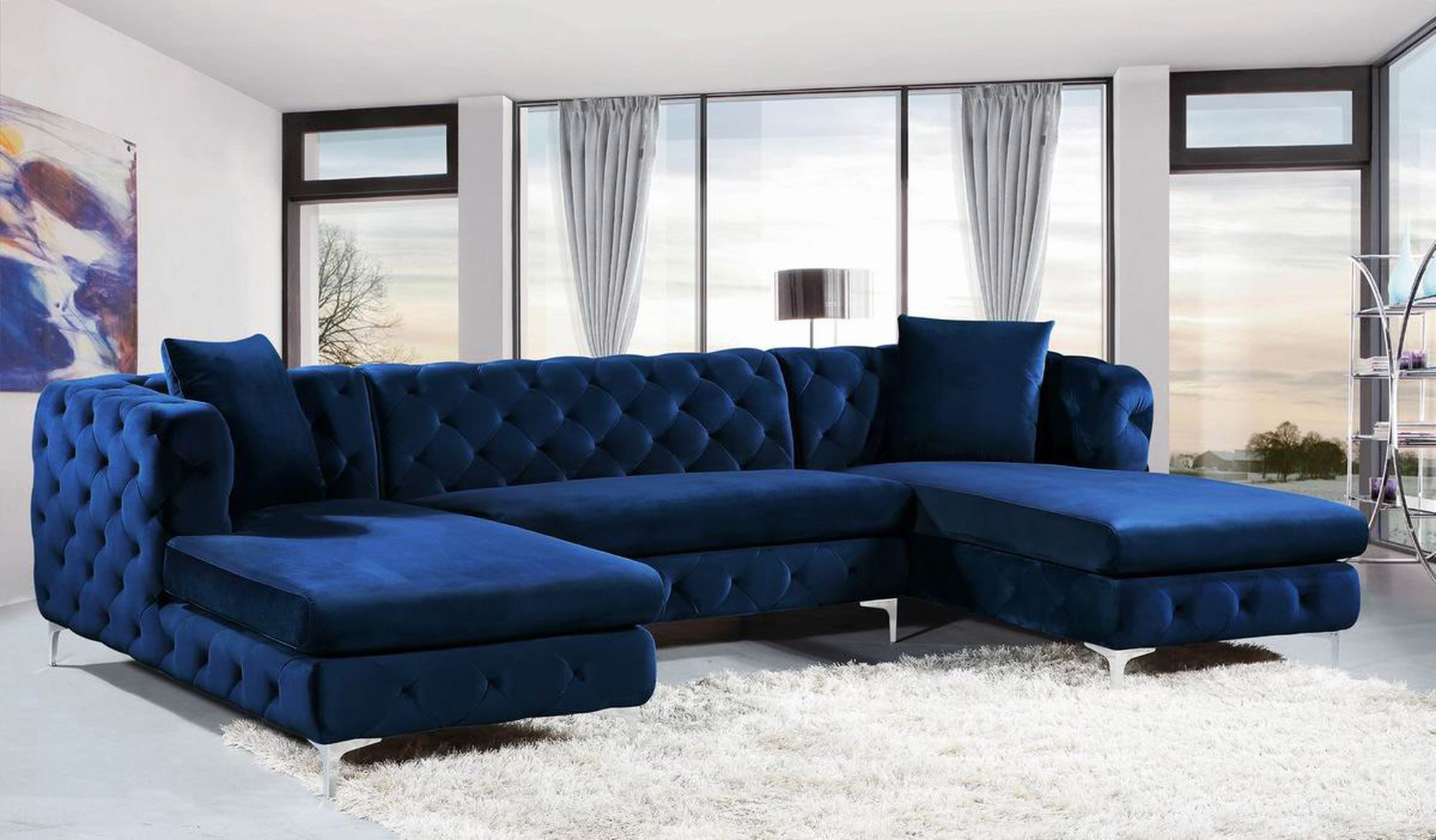 Gail 127" 3-Piece Velvet Sectional