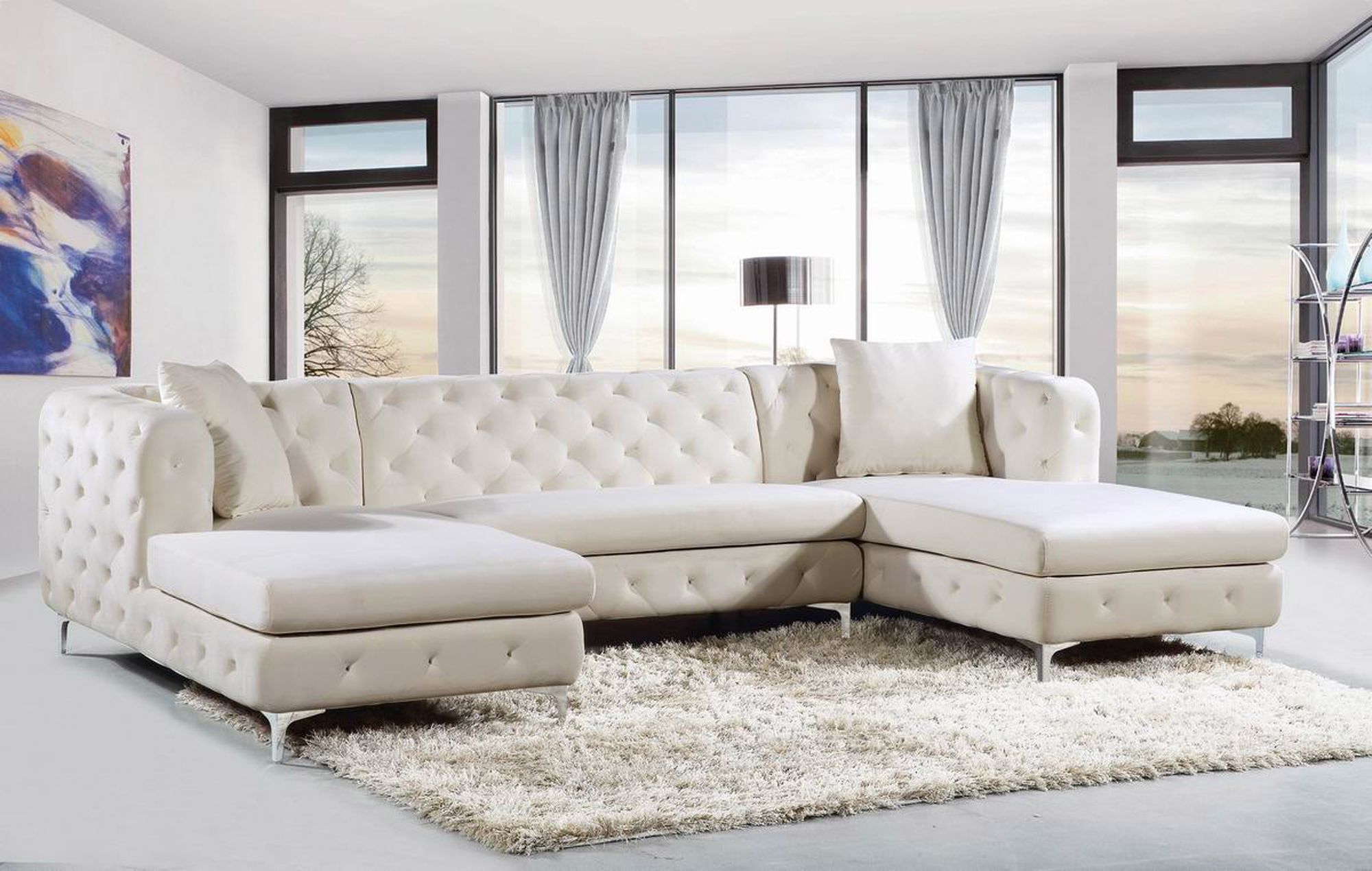 Gail 127" 3-Piece Velvet Sectional