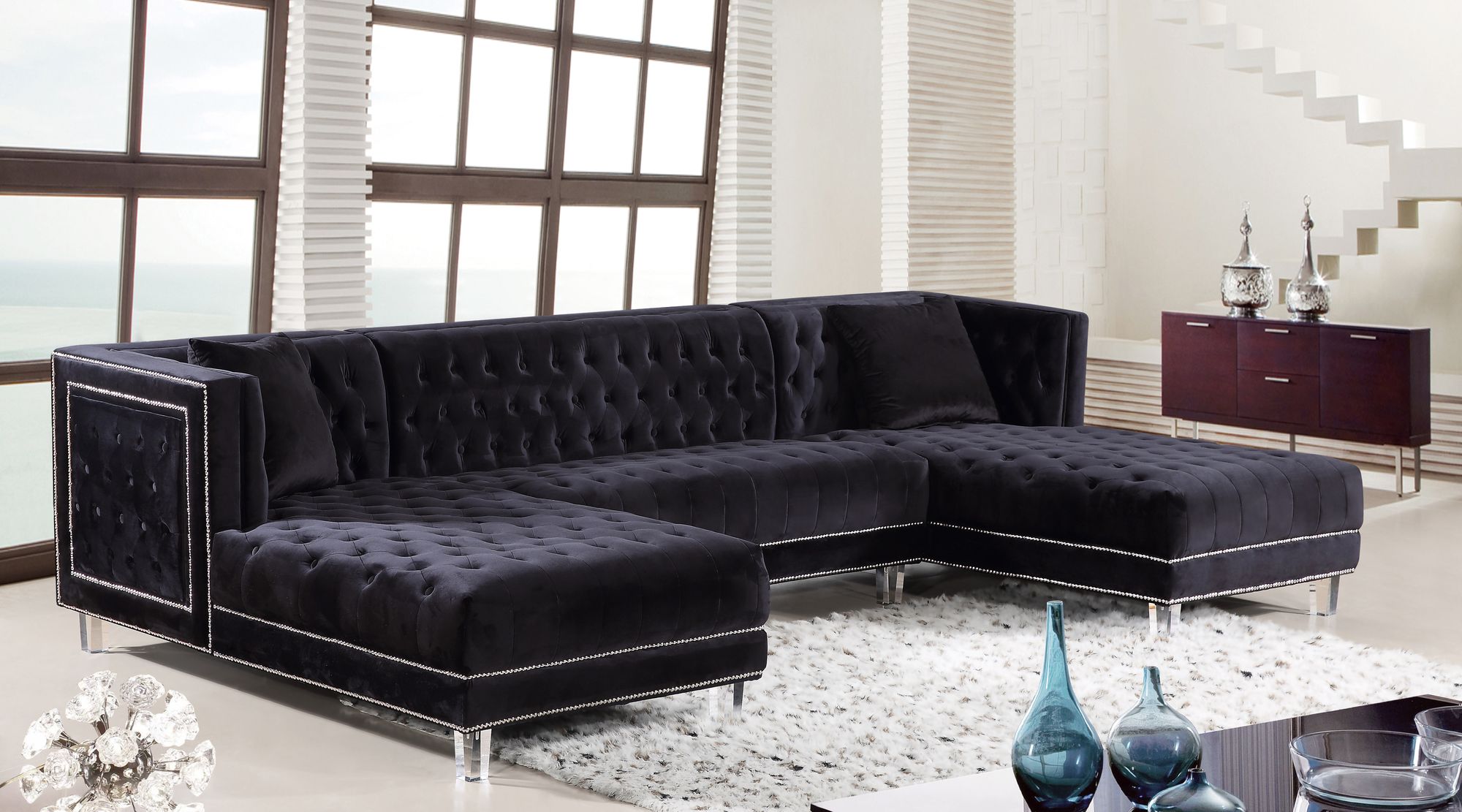Moda Velvet 3-Piece Sectional