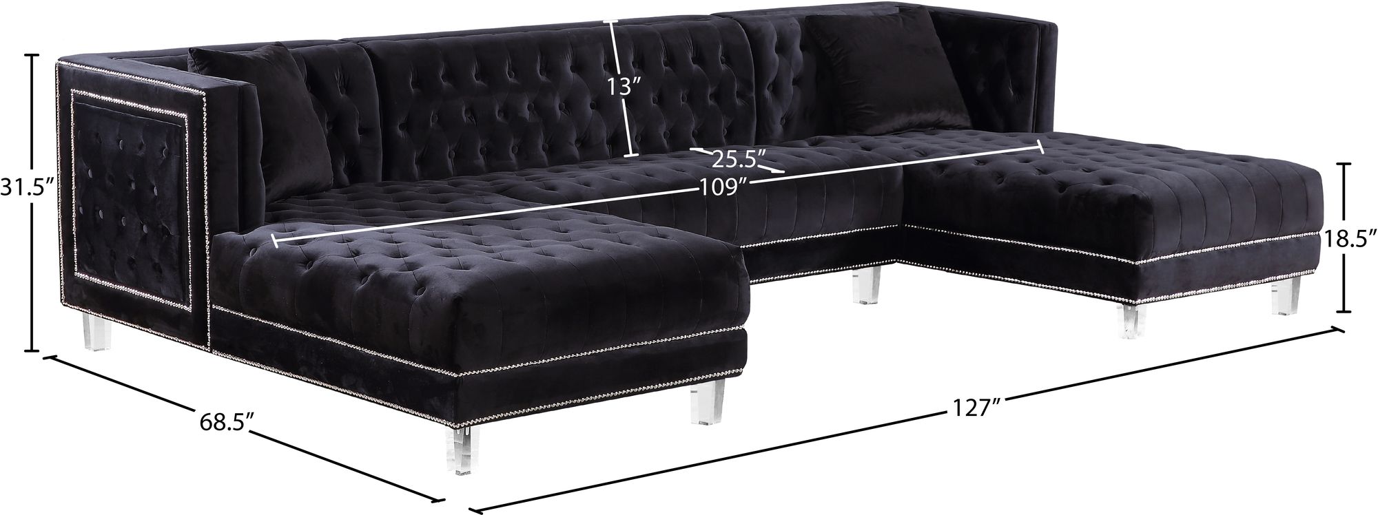 Moda Velvet 3-Piece Sectional