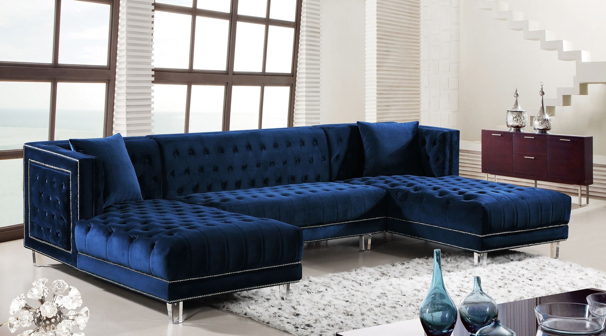 Moda Velvet 3-Piece Sectional