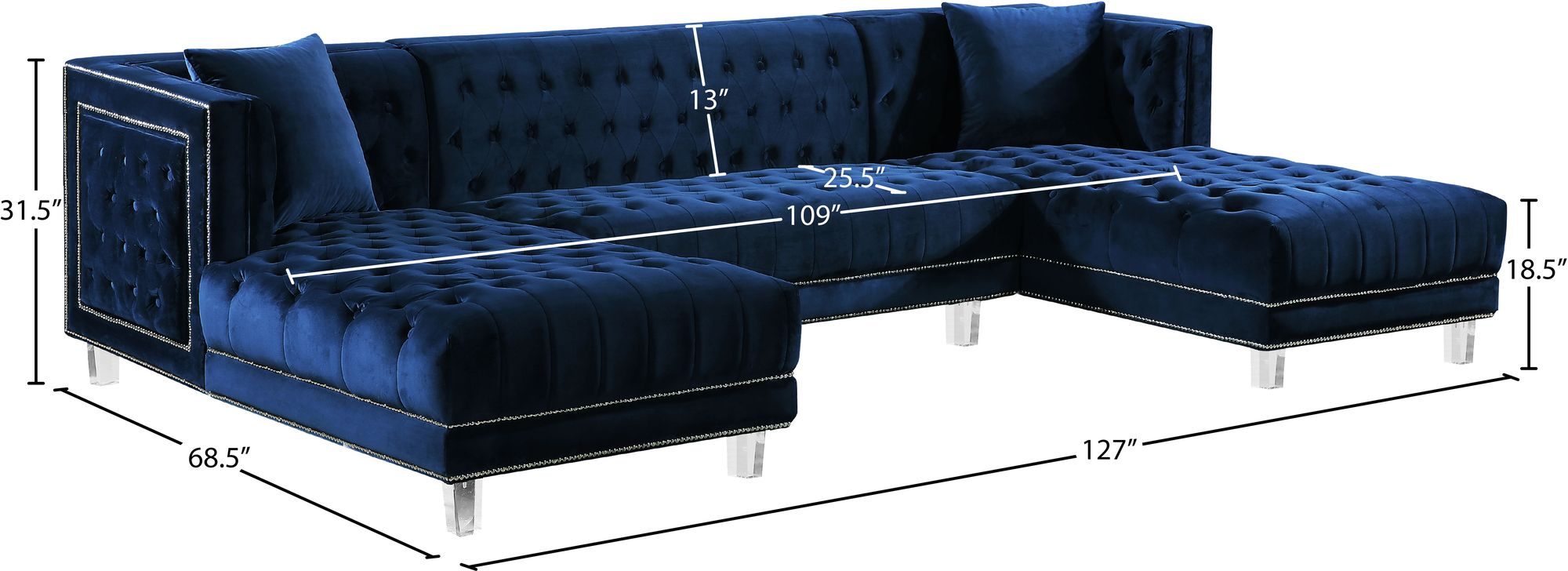 Moda Velvet 3-Piece Sectional