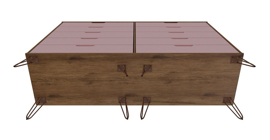 Rockefeller 10-Drawer Double Dresser w/Metal Legs 