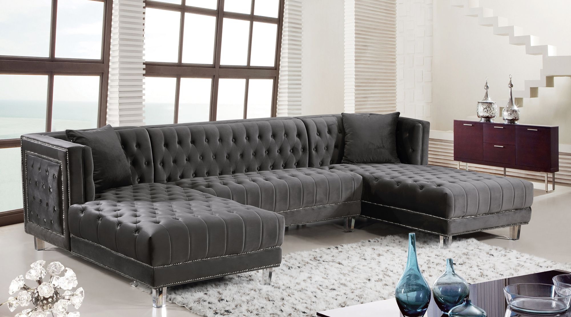 Moda Velvet 3-Piece Sectional