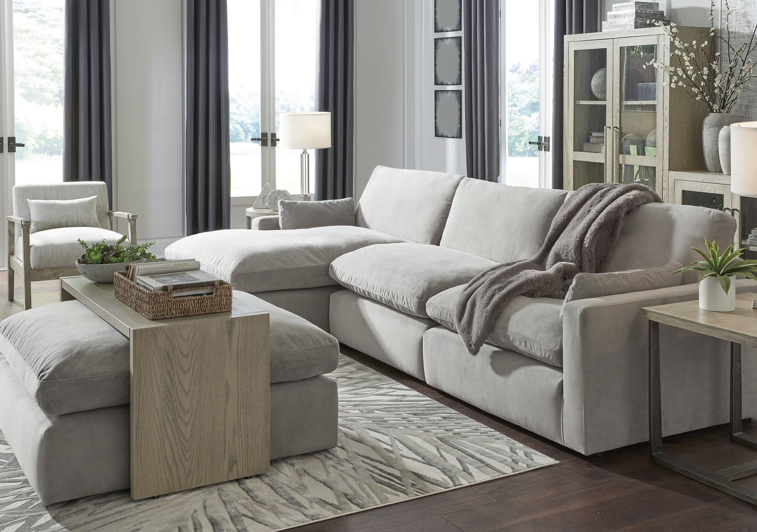 Sophie 3-Piece Polyester L-Shaped Modular Sectional Sofa w/Left Arm Chaise Facing