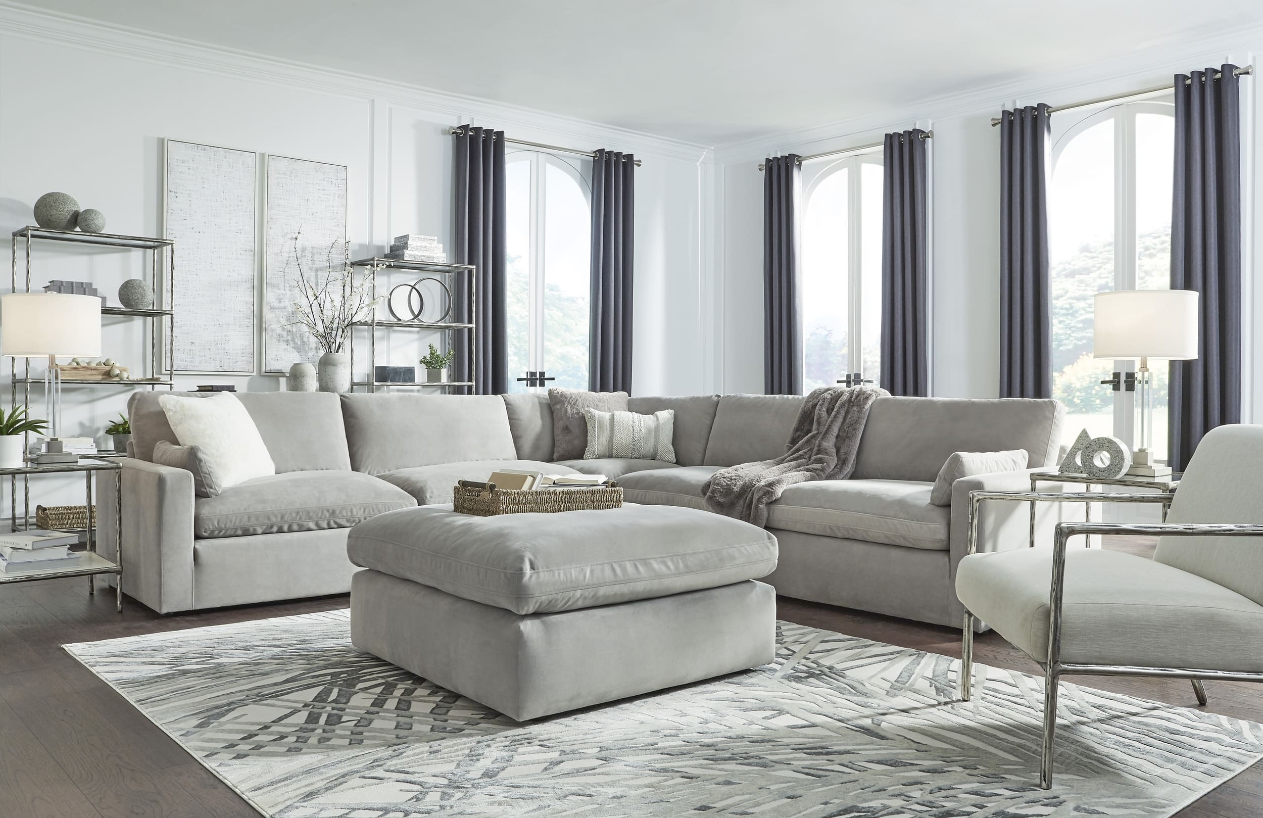 Sophie 5-Piece Polyester L-Shaped Modular Sectional Sofa