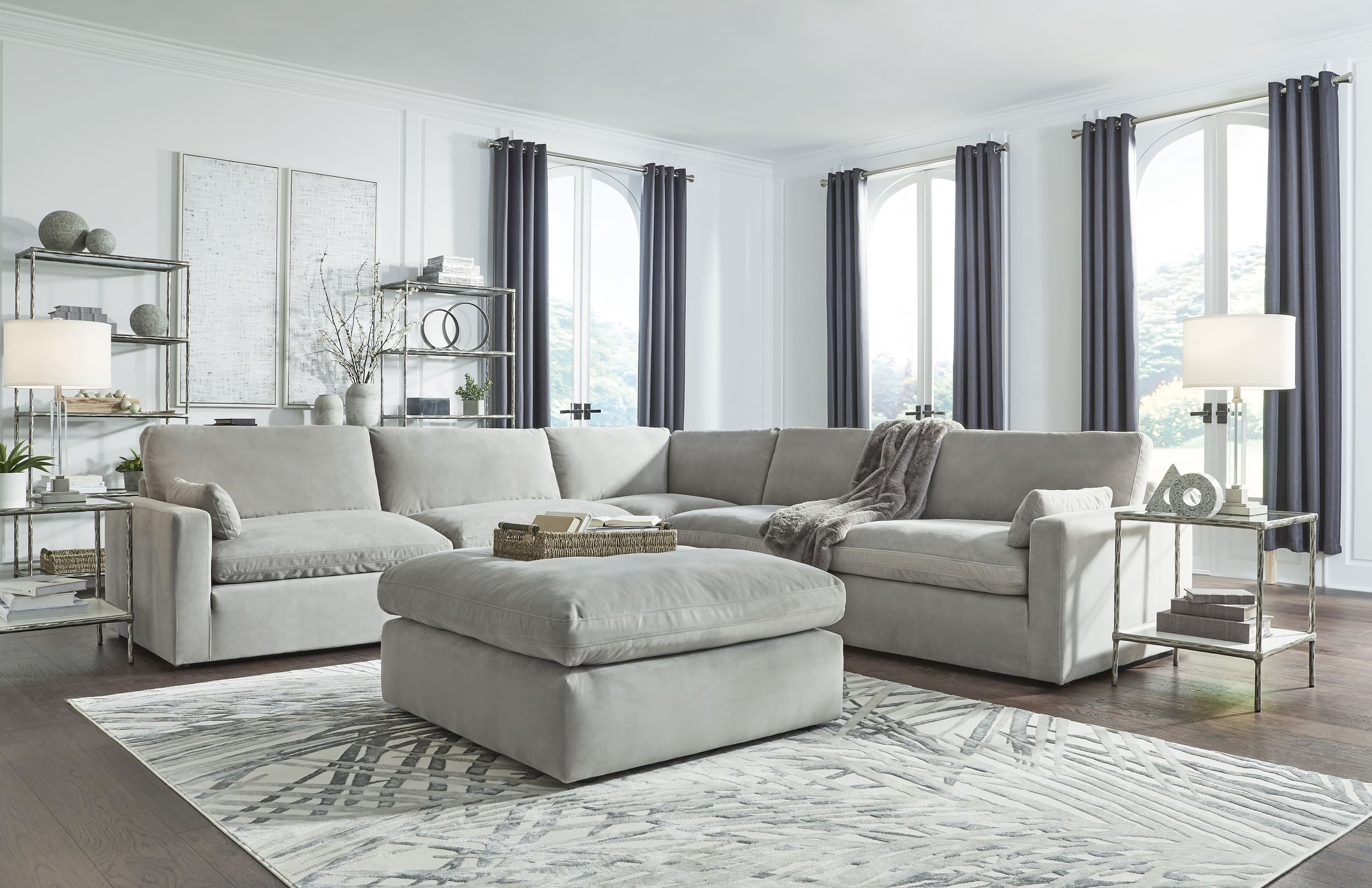 Sophie 5-Piece Polyester L-Shaped Modular Sectional Sofa