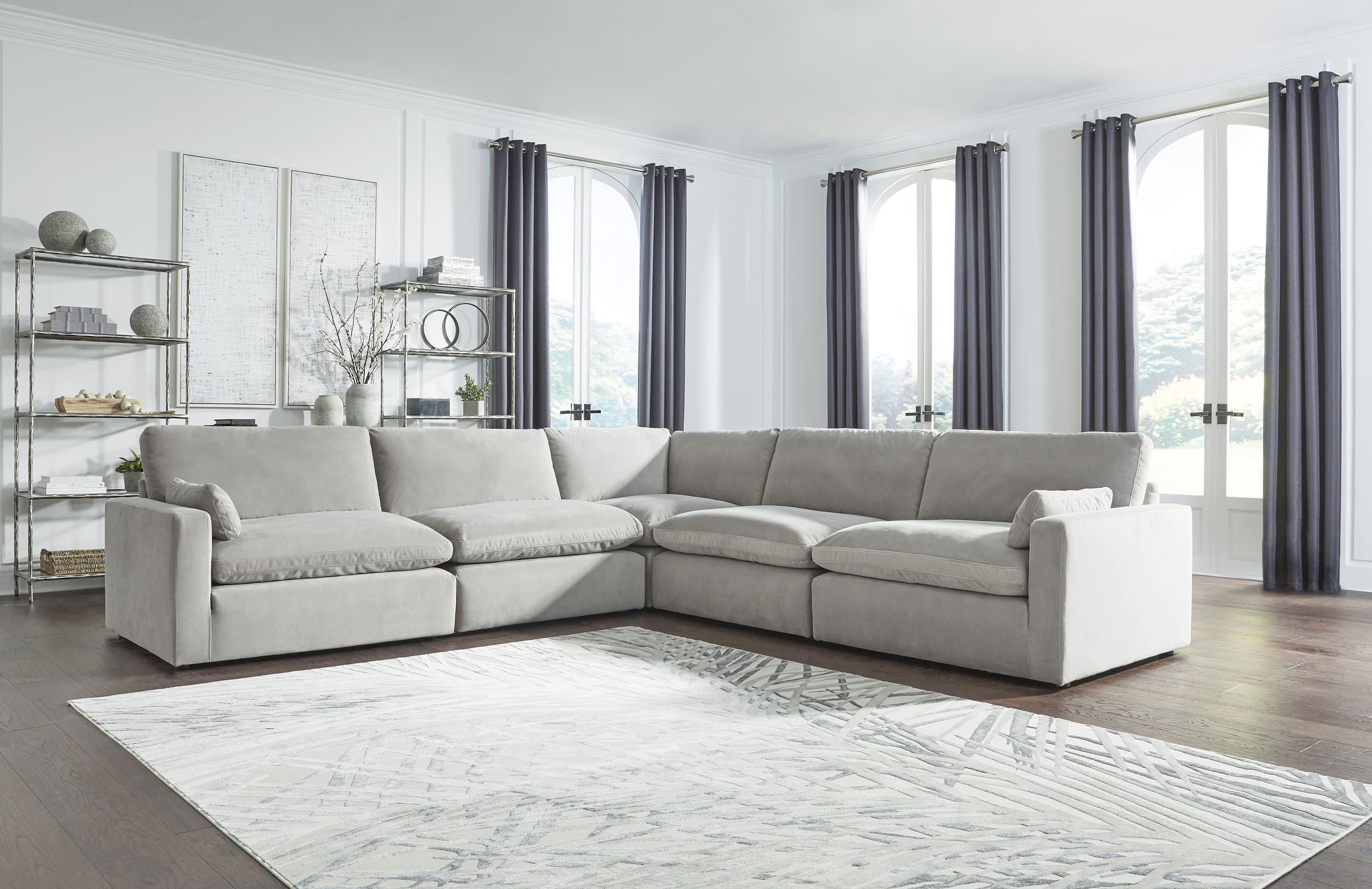 Sophie 5-Piece Polyester L-Shaped Modular Sectional Sofa