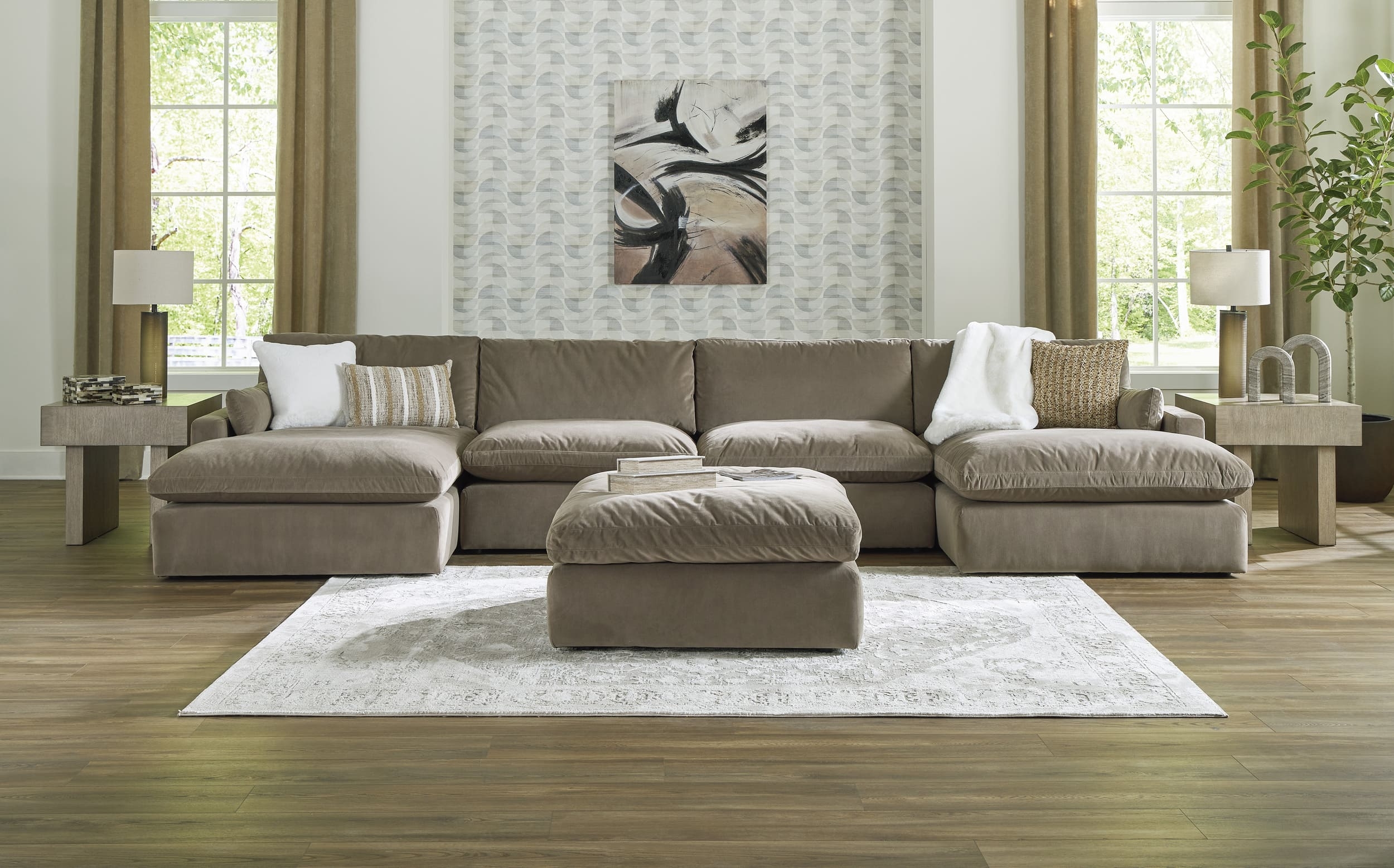 Sophie 4-Piece Polyester U-Shaped Modular Sectional Sofa