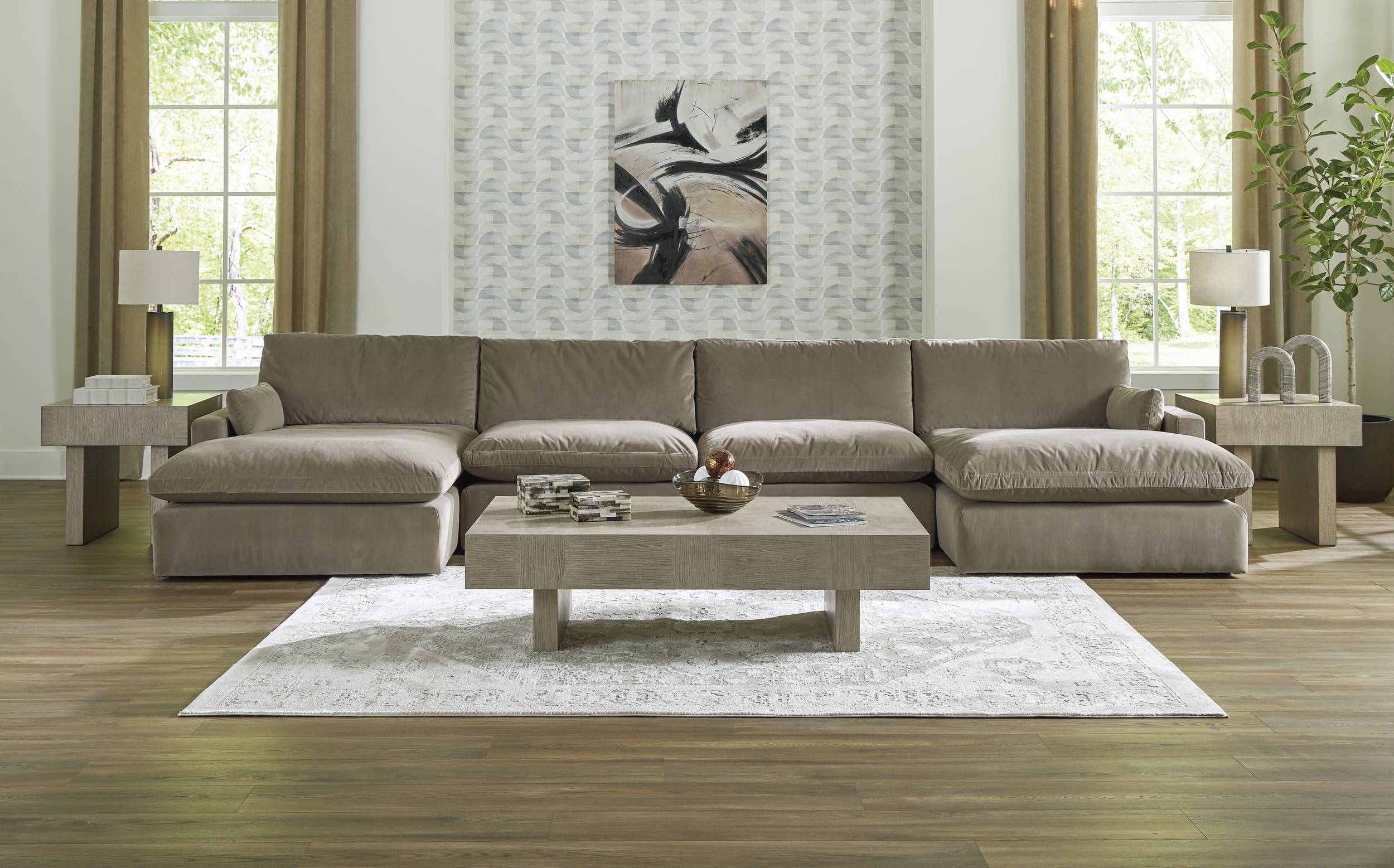 Sophie 4-Piece Polyester U-Shaped Modular Sectional Sofa