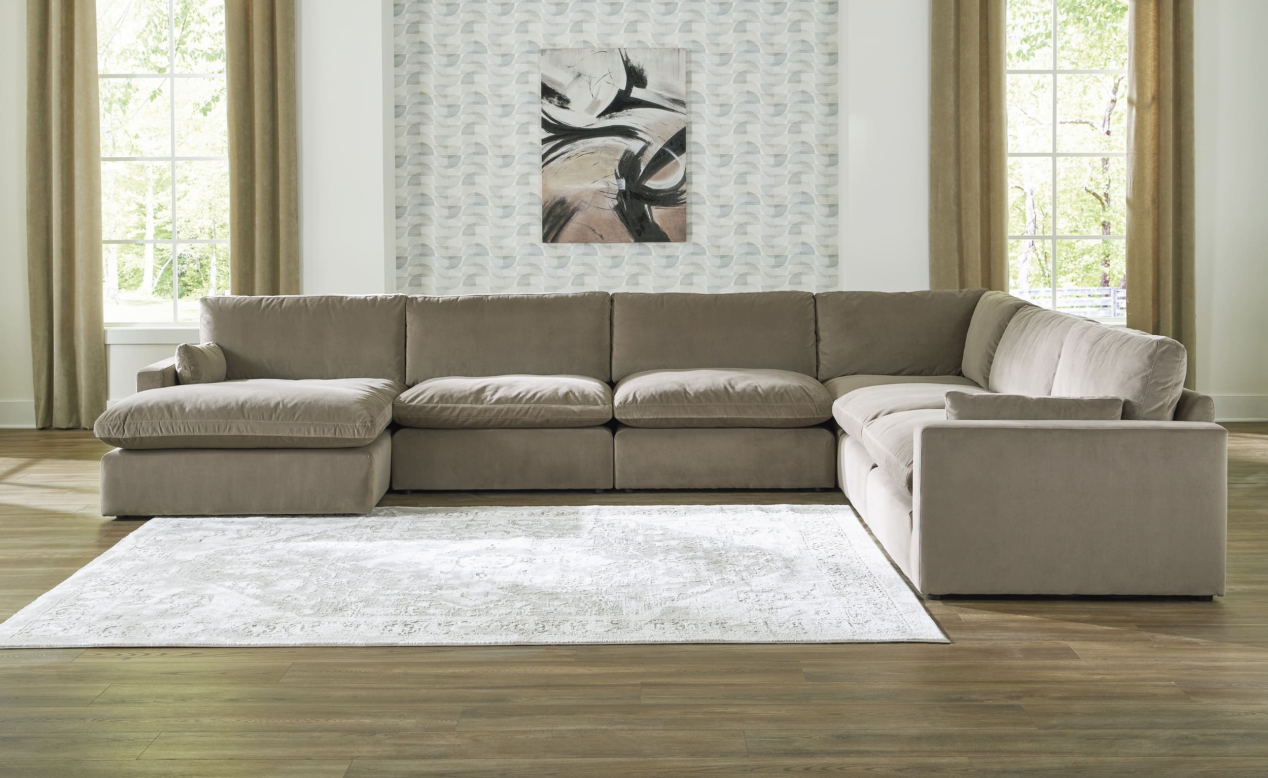 Sophie 6-Piece Polyester U-Shaped Modular Sectional Sofa w/Left Arm Chaise Facing