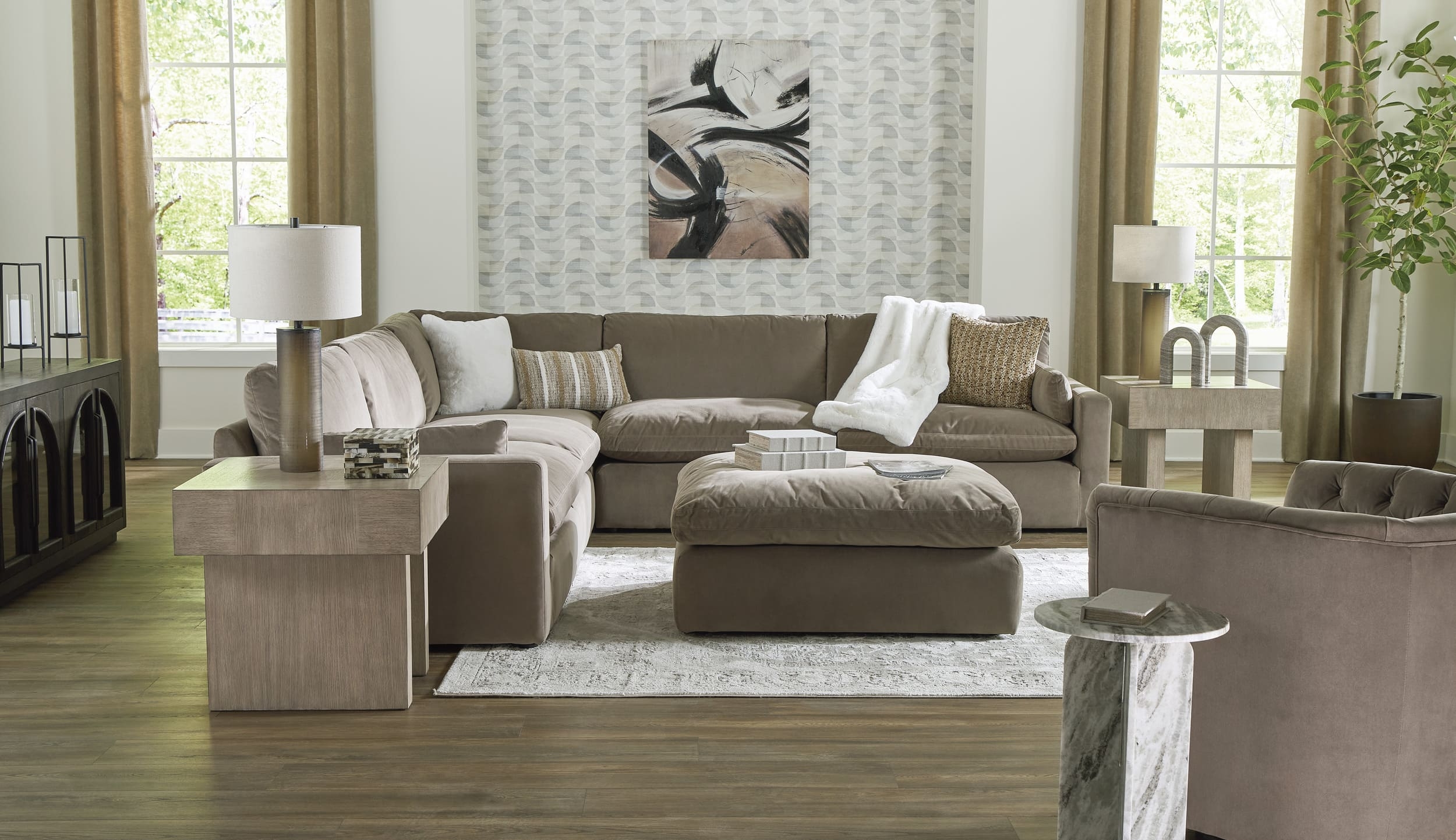 Sophie 5-Piece Polyester L-Shaped Modular Sectional Sofa