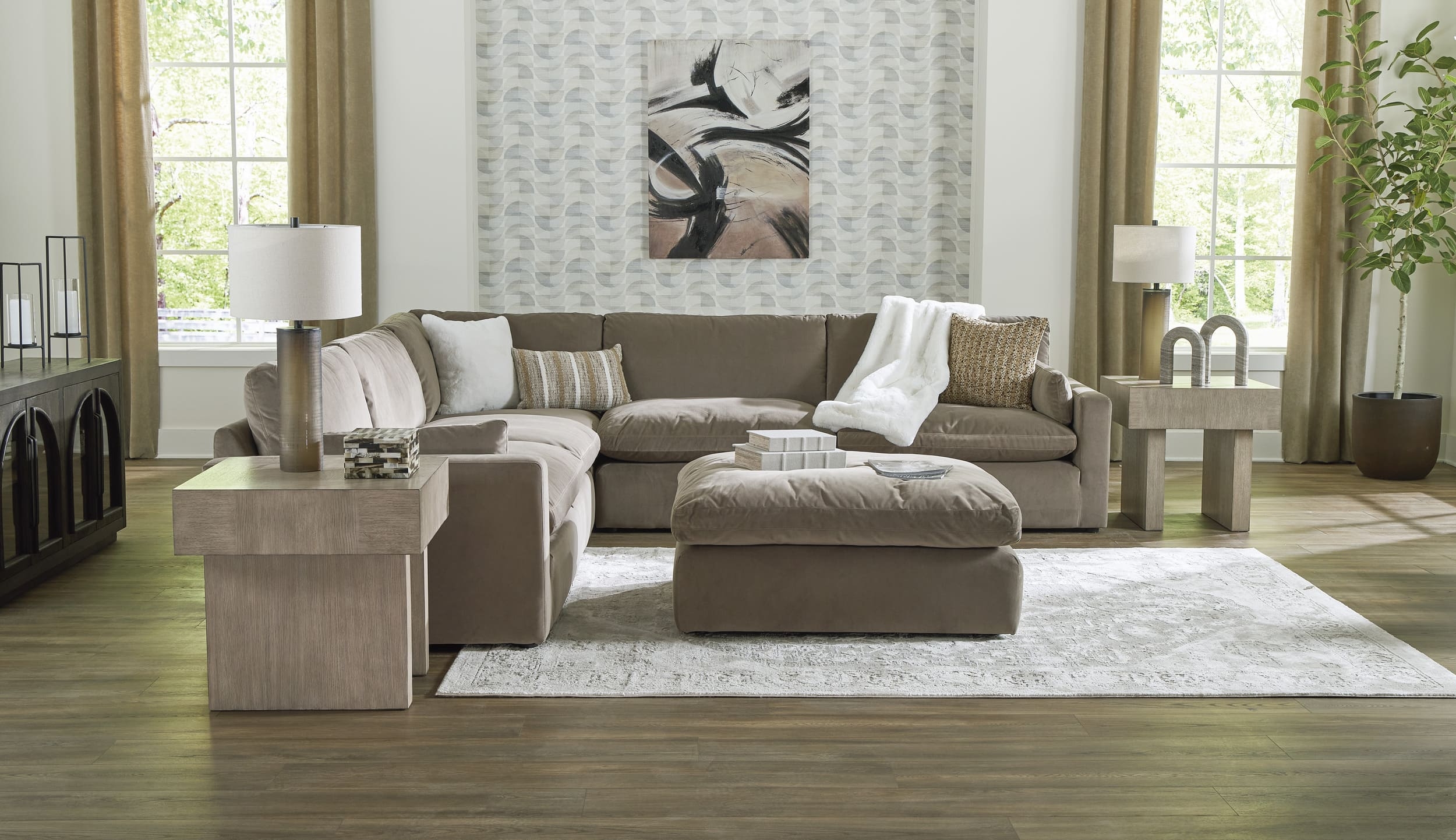 Sophie 5-Piece Polyester L-Shaped Modular Sectional Sofa