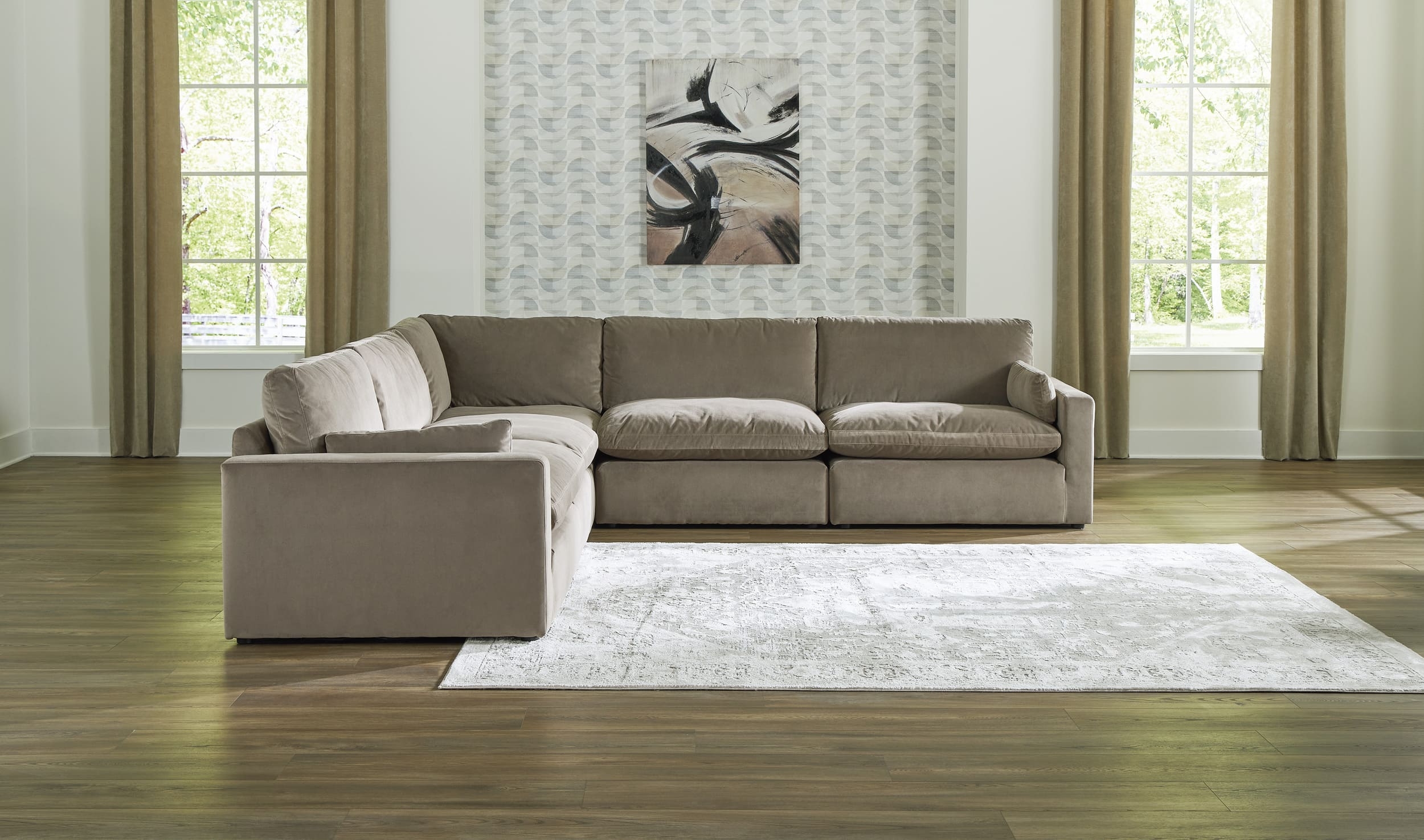 Sophie 5-Piece Polyester L-Shaped Modular Sectional Sofa