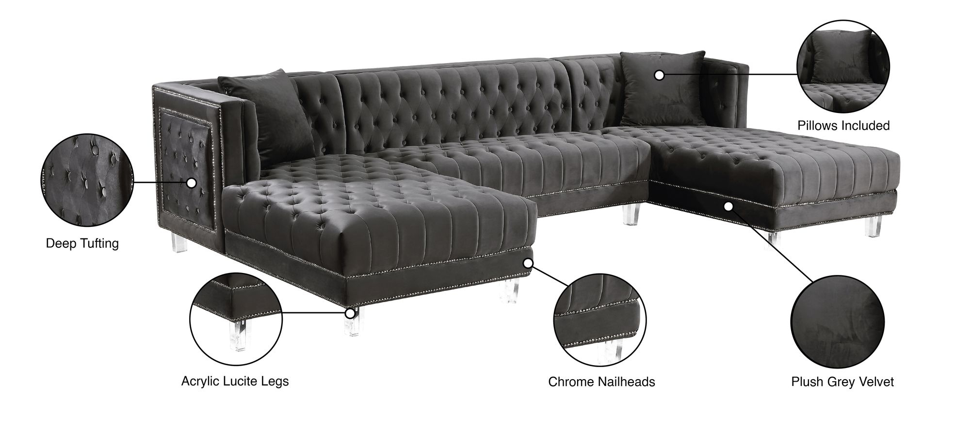 Moda Velvet 3-Piece Sectional