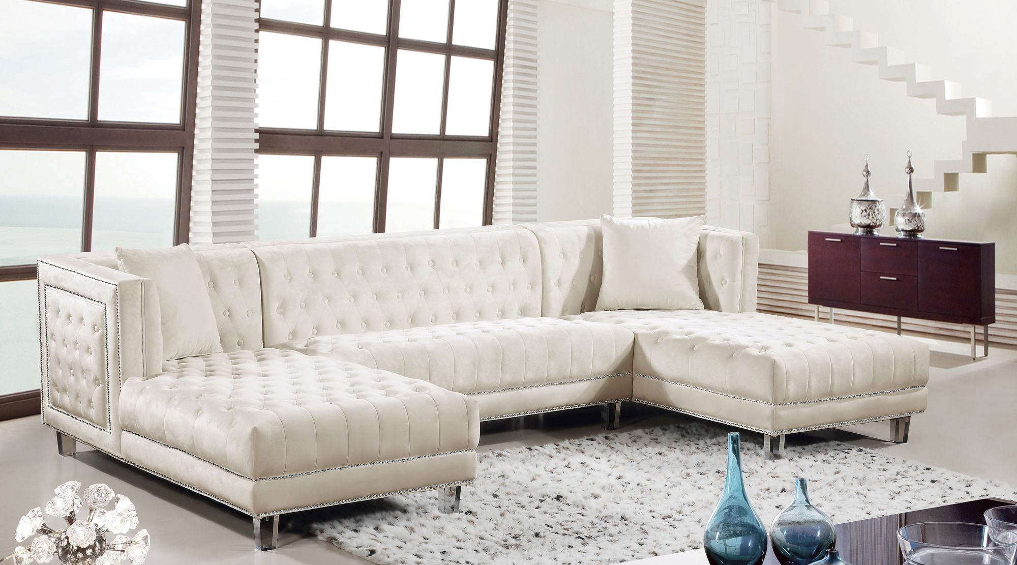 Moda Velvet 3-Piece Sectional
